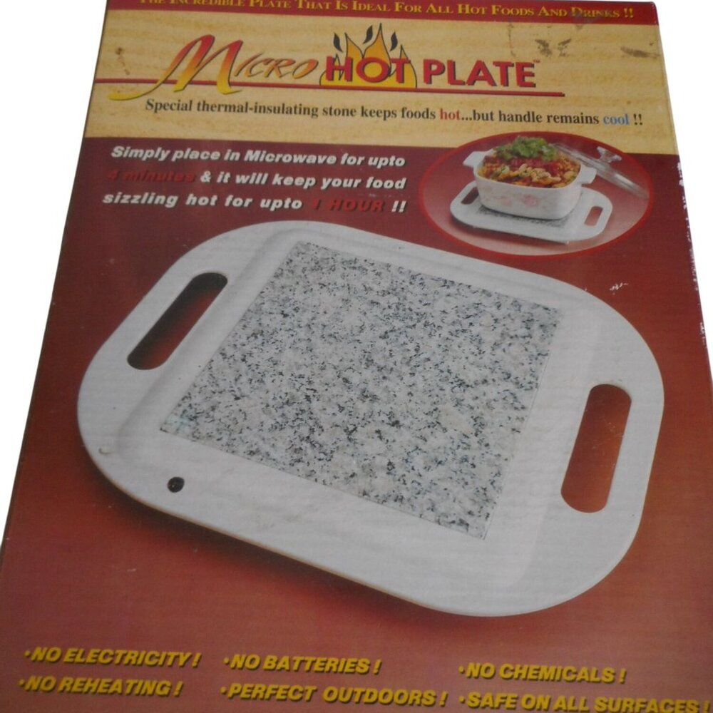 NIB Micro Hot Plate Thermal insulating Stone Keeps Food Hot Handles Stay Cool #2